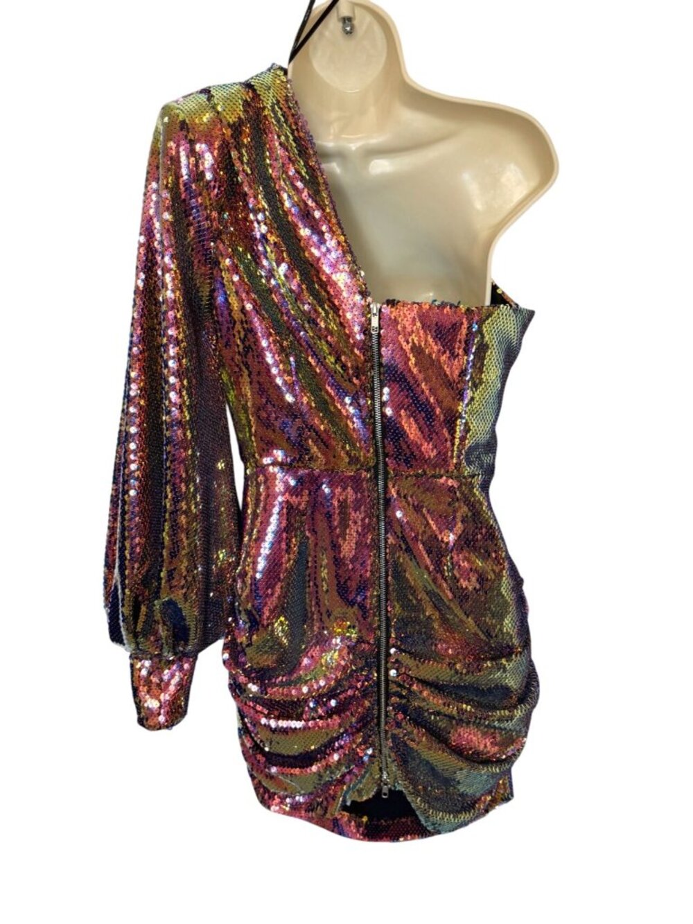 ALEX PERRY Jackson One-Shoulder Sequined Mini Dress In Pink NWOT - Size 6 US - Picture 3 of 10